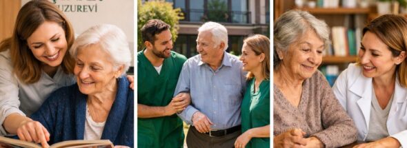 Çınar Huzurevi’nde Alzheimer bakımı gören yaşlı bireyler, güler yüzlü personel eşliğinde kitap, hafıza oyunları ve yürüyüş aktiviteleri yapıyor